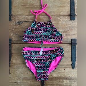 Girls Bikini SO size 10. Black and Pink with geometric design